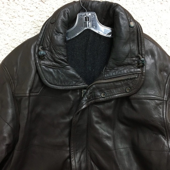 Hugo Boss Dark Brown Leather Military Jacket - Picture 2 of 13